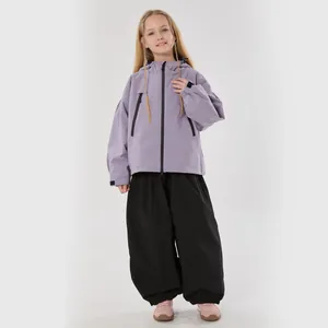 Kids Winter Ski Suit Waterproof Windproof Warm Padded Jacket And Pants Cute Rabbit Ears Hooded Snowsuit For Boys Girls
