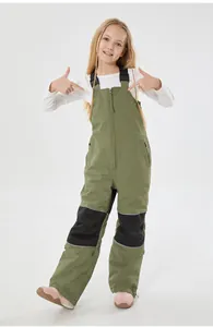 Dettagli dei pantaloni da sci per bambini impermeabili con ginocchia rinforzate