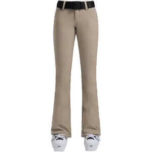 Pantaloni da sci slim fit kaki da donna con cintura nera e tessuto tecnico idrorepellente