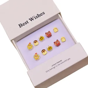 Kit de faux ongles pour enfants avec ours et abeilles en résine dans un coffret