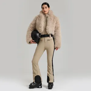 Combinaison de Ski Une Pièce Professionnelle pour Femmes Et Manteau en Fausse Fourrure Coupe-Vent Imperméable Chaud