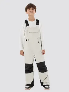 Kids Waterproof Ski Bib Pants Winter Outdoor Sport Windproof Warm Insulated Salopettes For Boys Girls Wear-Resistant Snow Trousers