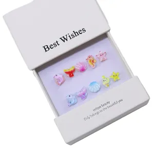 Ozean Thema Kinder Kunstnägel Set in Geschenkbox mit glitzernden Delfinen und Muscheln
