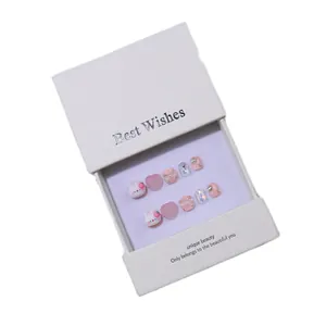 Unghie finte rosa per bambini fatte a mano con coniglio e fiocco in confezione regalo
