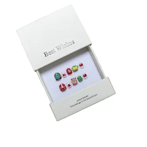 Handgefertigte Weihnachts-Kunstnägel für Kinder mit 3D-Rentier-Design und Geschenkbox