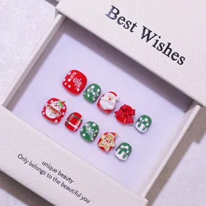 Kit d'ongles de pieds de Noël faits main avec Père Noël 3D, bonhomme de neige et pain d'épice