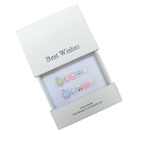 Handmade 3D turtle and heart cartoon press-on nails for kids in macaron gift box