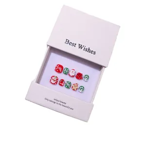Faux ongles de Noël pour enfants faits main avec Père Noël et bonhomme de neige en boîte