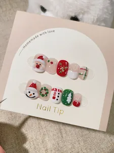 Detail von 3D geprägten Weihnachts-Nagelspitzen mit Weihnachtsmann- und Schneemannmustern