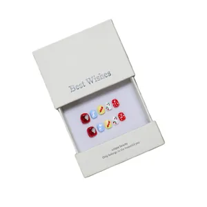 Handmade cute cartoon press-on nails for kids with cherry and cloud patterns in gift box