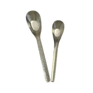 Löffel-Set aus reinem Titan mit Hammerschlag-Textur und Eiskristall-Optik für Zuhause