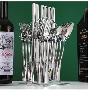 Ménagère 24 pièces en acier inoxydable avec support dans un coffret cadeau haut de gamme