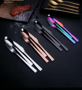 Detailansicht von 304 Edelstahl Besteckset in Silber, Roségold, Schwarz und Regenbogenfarben