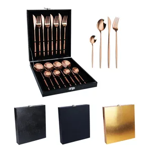Set posate da 16 pezzi in acciaio inossidabile oro rosa con confezione regalo