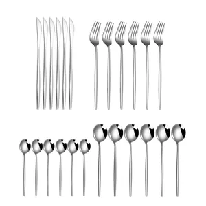 Ménagère 24 pièces en acier inoxydable poli avec finition miroir pour repas occidentaux