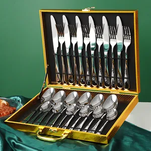 Set di posate da 24 pezzi in acciaio inossidabile con 6 coltelli forchette e scatola regalo