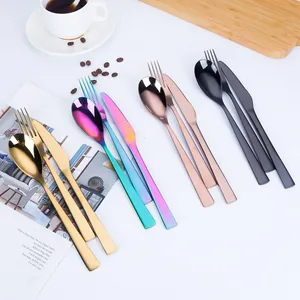 Poliertes 304 Edelstahl Besteckset in Gold, Regenbogen, Roségold und schwarzer Farbe