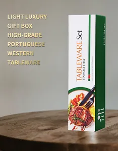 Detail showing the elegant gift box packaging for the 20-piece stainless steel cutlery set
