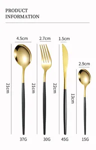 Detailed size specifications for stainless steel cutlery set with precise dimensions