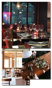 Three elegant dining scenes showing high-end table settings with stainless steel cutlery
