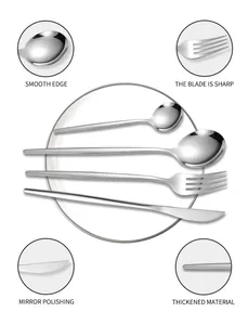 Detail of silver stainless steel cutlery set with sharp blades and smooth polished edges