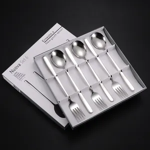 Set de 6 couverts en acier inoxydable avec manches blancs en coffret cadeau luxe