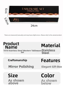 Polished 1010 stainless steel 16-piece cutlery set detail in elegant black gift box