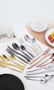 Detail showing stainless steel cutlery set with elegant diamond pattern textured handles