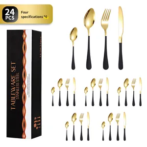 Luxury Stainless Steel Flatware Mirror Polished Modern Dinnerware Service Gold Silver Cutlery Including Knife Fork Spoon