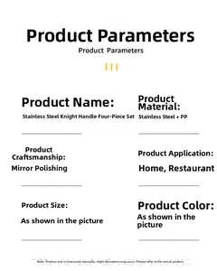 Specifications table for mirror-polished stainless steel flatware with marble handles