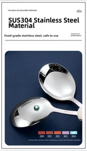 Macro shot of mirror-polished SUS 304 stainless steel spoon with food-grade steel stamp
