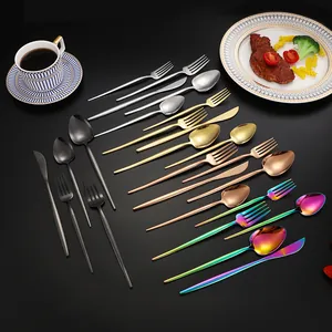 Service de Couverts en Acier Inoxydable 304 Poli Miroir Couteau Fourchette Cuillère Cuillère à Thé Style Nordique Minimaliste pour Maison Restaurant Mariage