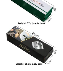 Detailed view of gift box dimensions and weight for stainless steel cutlery sets