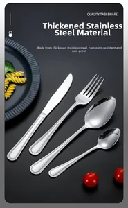 Macro shot of 4-piece stainless steel cutlery set with elegant striped handle texture