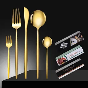 Stainless Steel Cutlery Set With Dinner Knife Fork Spoon Small Spoon And Fork Mirror Polished Tableware For Home Party
