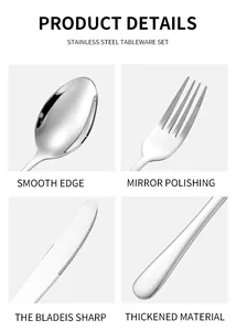 Macro view of mirror-polished stainless steel cutlery set with thick edges and sharp blades