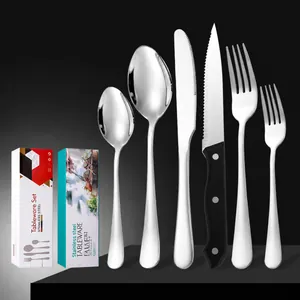 Modern Stainless Steel Knife Fork Spoon Mirror Polished Tableware Dinnerware Cutlery With Steak Knife For Home Wedding Party