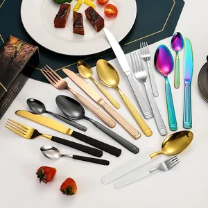 Ménagère en Acier Inoxydable Colonne Romaine Poli Miroir Couteau Fourchette Cuillère Vaisselle pour Hôtel Restaurant Maison Élégant Coffret Cadeau
