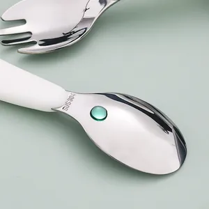 304 stainless steel kids spoon and fork set with ergonomic handles and SUS 304 engraving