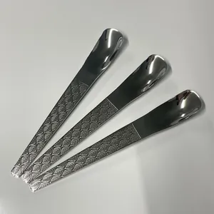 Lot de 3 cuillères à dessert en acier inoxydable avec manche gaufré et poli miroir