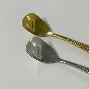 Eleganti cucchiaini da caffè in acciaio inossidabile martellato oro e argento testurizzati