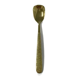 Elegante cucchiaino da caffè in oro acciaio inossidabile 304 con manico antiscivolo martellato