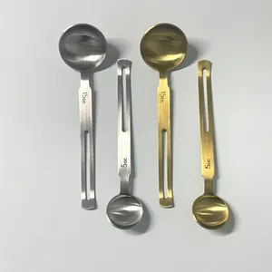 Lot de quatre cuillères à mesurer en acier inoxydable 304 or et argent à long manche