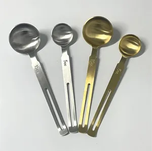 Lot de quatre cuillères doseuses en acier inoxydable 304 en or et argent mat