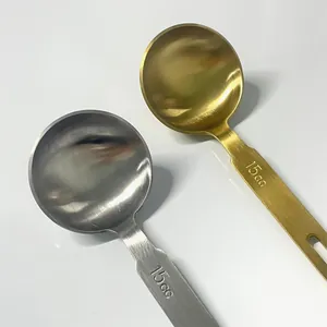 Cuillère Doseuse en Acier Inoxydable 304 Mat Long Manche Scoop Gradué de Cuisine pour la Pâtisserie Cuisine Maison Dîner