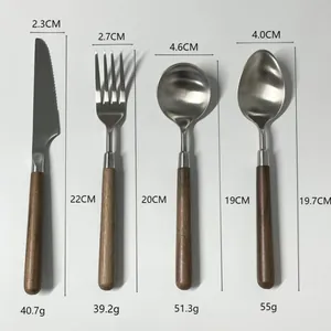 Detailed dimensions and weight specifications for 304 stainless steel cutlery set