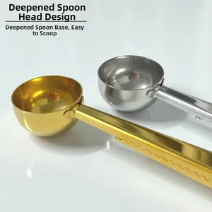 Detailed close-up of the deepened spoon head for easy scooping of coffee and tea