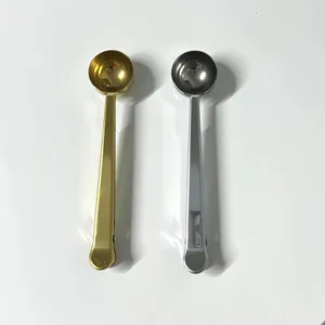 304 Stainless Steel Coffee Measuring Spoon With Sealing Bag Clip Two In One Multifunctional Scoop For Coffee Beans Tea