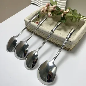 Ensemble de cuillères de service en acier inoxydable 304 poli avec poignées perlées