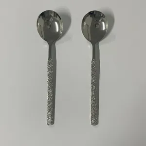 304 stainless steel spoons with daisy relief and hammered texture mirror finish